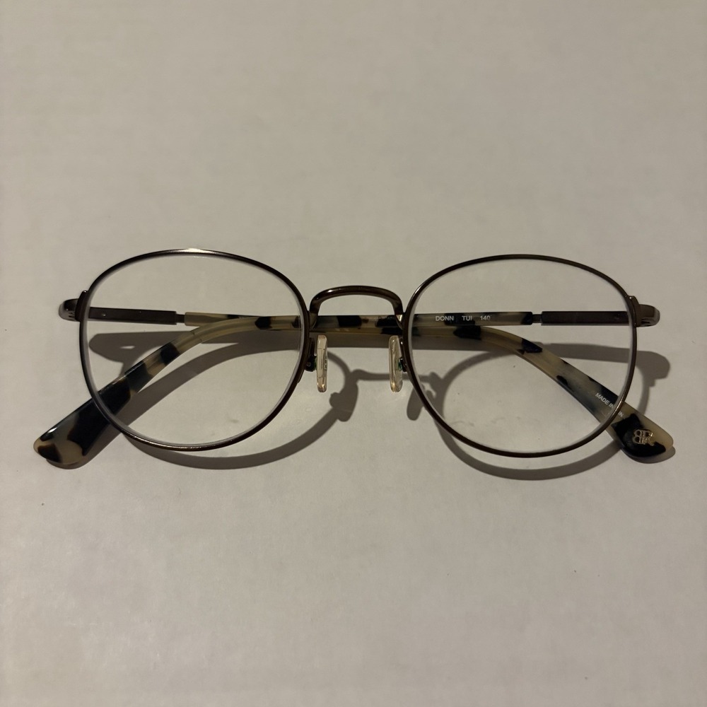 Banana Republic Donn Black Round Eyeglasses Frames Patterned Earpieces